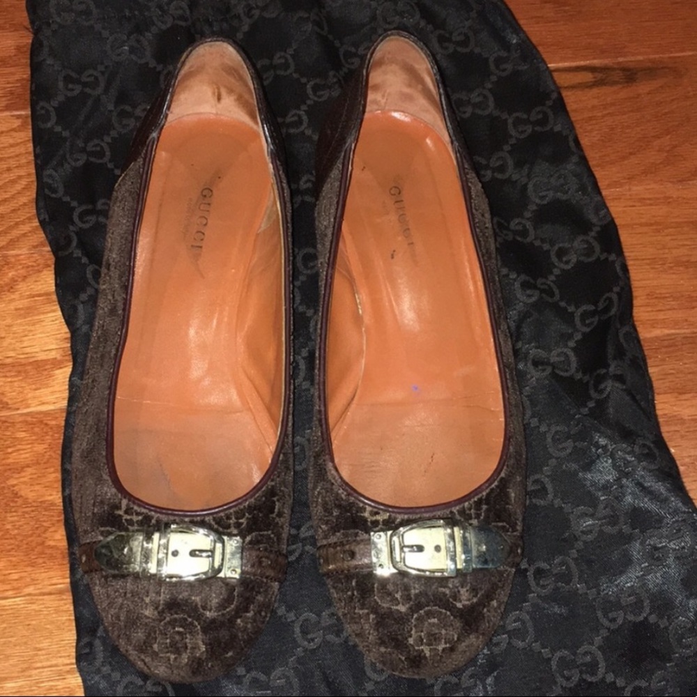 Auth GUCCI Ballet Slippers Flats Shoes 37/ 37.5